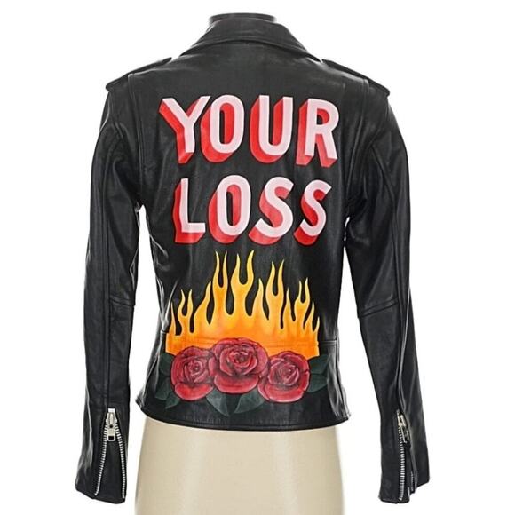 Laurie Lee Jackets & Blazers - Laurie Lee Custom Leather Biker Jacket Your Loss Napa Leather Size Small